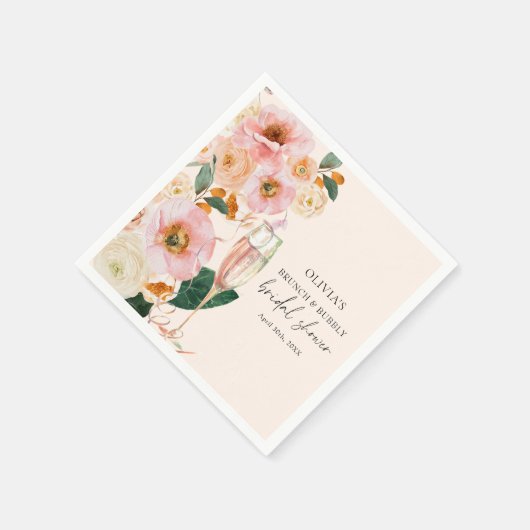 Boho Pink Blumenbrunch & Brautdusche Serviette (Ecke)