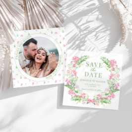 Boho pink Blumenladen Save the Date Foto