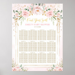 Boho Pink Blush Floral Girl Babydusche Sitzplatz Poster