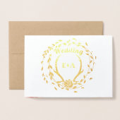Boho Pink Blush Rose Gold Antler Wedding Real Gold Folienkarte (Vorderseite mit Umschlag)