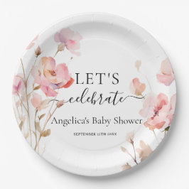 BOHO PINK BLUSH WATERCOLOR BLUME PAPPTELLER