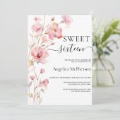BOHO PINK BLUSH WATERCOLOR MEADOW BLUME SWEET 16 EINLADUNG (Stehend Vorderseite)