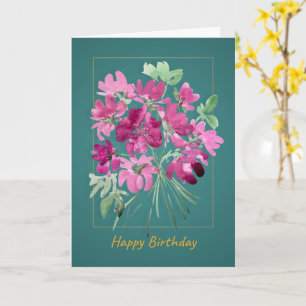 Boho Pink Bouquet Wasserfarbenes florales Geburt Karte