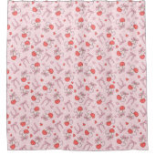 Boho Pink Bow & Berries Duschvorhang (Vorderseite)