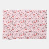 Boho Pink Bow & Berries Geschirrtuch (Horizontal)