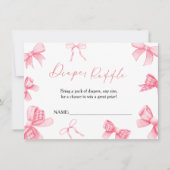 Boho Pink Bow Daiper Raffle für Babyduschkarte Einladung (Vorderseite)
