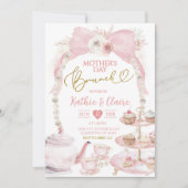 Boho Pink Bow Muttertag Cupcake Brunch Einladung (Vorderseite)