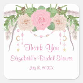 Boho Pink Brautparty Quadratischer Aufkleber