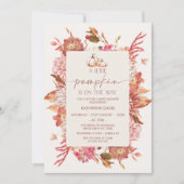 Boho Pink Brown Fall Little Pumpkin Baby Dusche Einladung (Vorderseite)