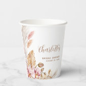 Boho Pink Brown Pampas Grass | BRAUTPARTY Pappbecher (Rückseite)