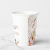 Boho Pink Brown Pampas Grass | BRAUTPARTY Pappbecher (Links)