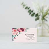 Boho Pink Burgund Rose Floral Visitenkarte (Stehend Vorderseite)