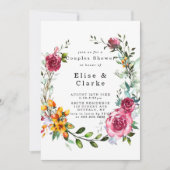 Boho Pink Burgundy Blumenpaare Dusche Einladungen (Vorderseite)