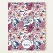 Boho Pink Burgundy Floral und Blue Botanicals Planer (Rückseite)