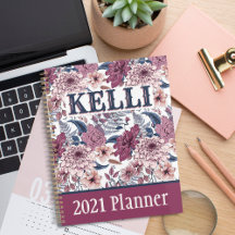 Boho Pink Burgundy Floral und Blue Botanicals