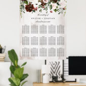 Boho Pink Burgundy Rose Wasserfarbene Hochzeit Poster (Heimbüro)