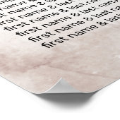 Boho Pink Burgundy Rose Wasserfarbene Hochzeit Poster (Ecke)