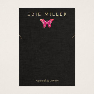 Boho Pink Butterfly Necklace Bracelet Display Card