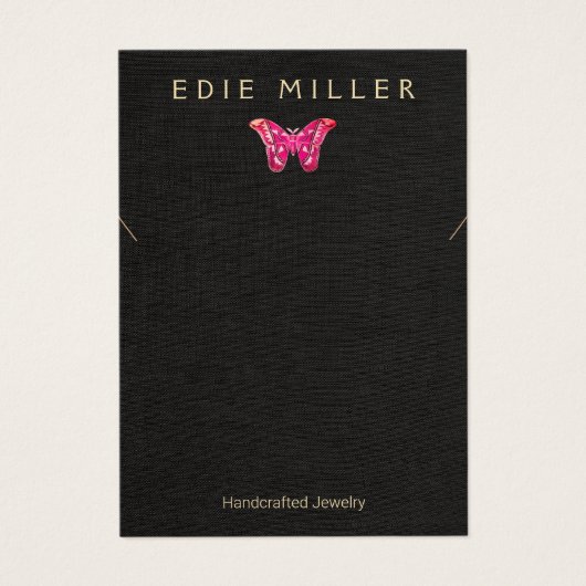 Boho Pink Butterfly Necklace Bracelet Display Card (Vorderseite)