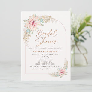 Boho Pink Cactus Rose Gold Brautparty Dusche Einladung