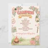 Boho Pink Camping-Checkliste Einladung (Vorderseite)