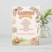 Boho Pink Camping-Checkliste  Einladung (Stehend Vorderseite)