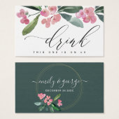 BOHO PINK CHRIST THORN BLOOM WEDING GETRÄNKTICKET (Vorne & Hinten)