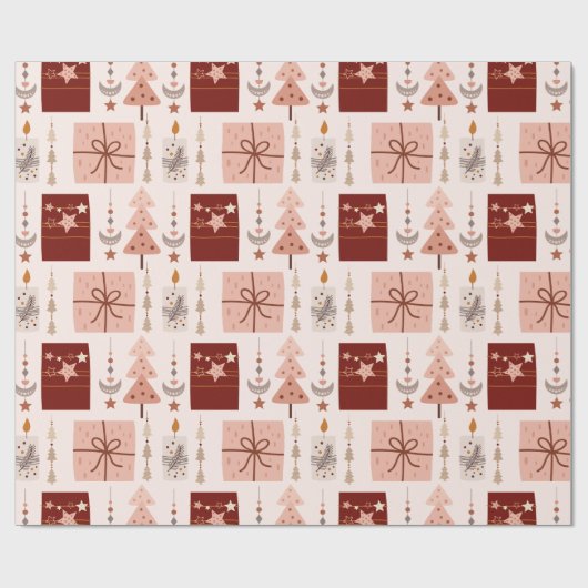 Boho Pink Christmas Geschenkpapier (Flach)