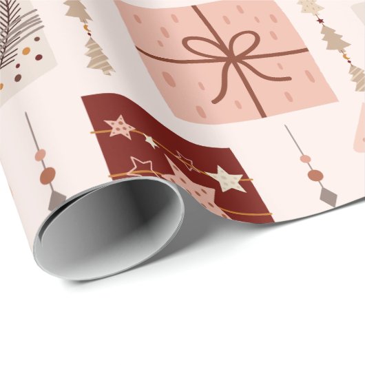 Boho Pink Christmas Geschenkpapier (Rolleneckpunkt)