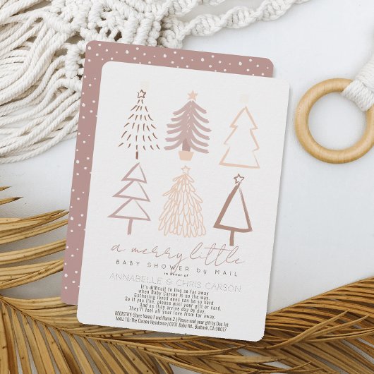 Boho Pink Christmas Trees Baby Shower by Mail Einladung