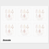 Boho Pink Christmas Trees Baby Shower Quadratischer Aufkleber (Blatt)
