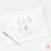 Boho Pink Christmas Trees Baby Shower Quadratischer Aufkleber (Umschlag)