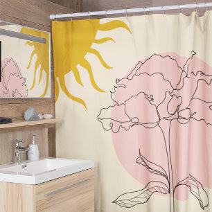 Boho Pink Circle Rose And Sun Duschvorhang