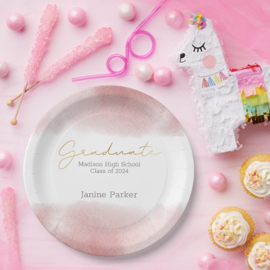 Boho Pink Class Year Graduation Party Pappteller (Party)