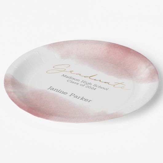 Boho Pink Class Year Graduation Party Pappteller (Schrägansicht)