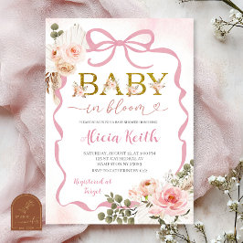Boho Pink Coquette Pampas Grass Baby Shower Baby i Einladung