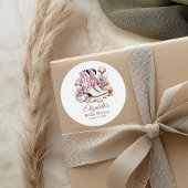 Boho Pink Cowgirl Cowgirl Boots Brautparty Runder Aufkleber