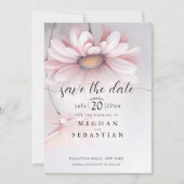 Boho Pink Daisy 2 Save The Date (Vorderseite)
