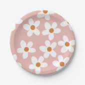 Boho Pink Daisy Birthday Pappteller (Vorderseite)
