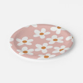 Boho Pink Daisy Birthday Pappteller (Schrägansicht)