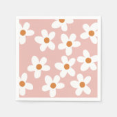 Boho Pink Daisy Birthday Serviette (Vorderseite)