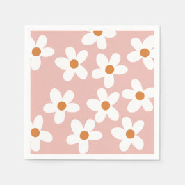 Boho Pink Daisy Birthday Serviette