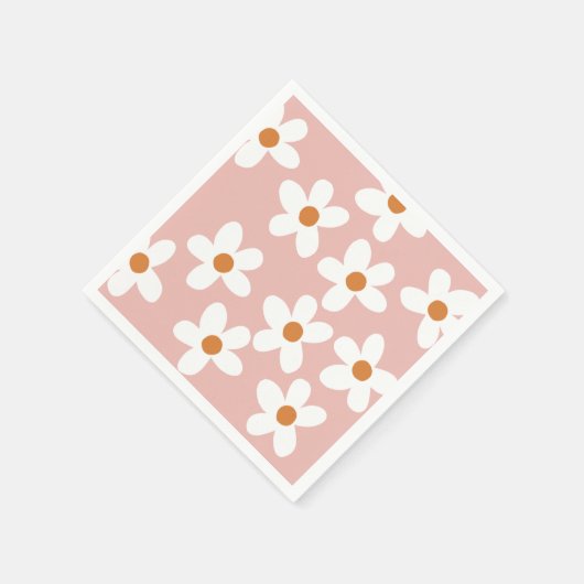 Boho Pink Daisy Birthday Serviette (Ecke)
