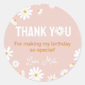 Boho Pink Daisy Birthday Sticker Labels (Vorderseite)