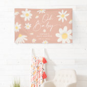 Boho Pink Daisy Blume Baby Showbanner Banner (Insitu)