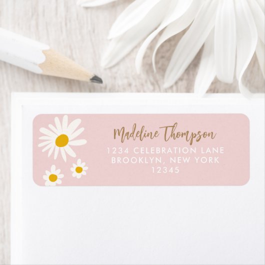 Boho Pink Daisy Blume Floral Script Typografie (Insitu)