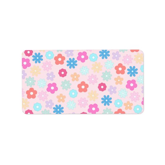 Boho Pink Daisy Blume Pattern Adressaufkleber (Vorne)