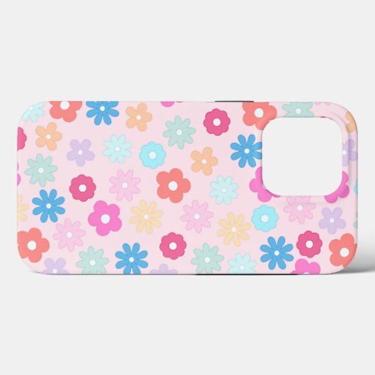 Boho Pink Daisy Blume Pattern Case-Mate iPhone Hülle (Rückseite (Horizontal))