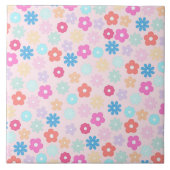Boho Pink Daisy Blume Pattern Fliese (Vorderseite)