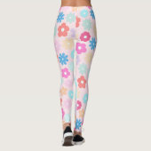 Boho Pink Daisy Blume Pattern Leggings (Rückseite)